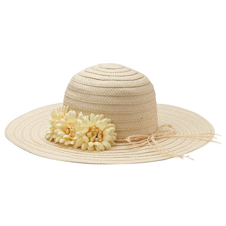 Girls 4-16 Floral Floppy Hat, Natural