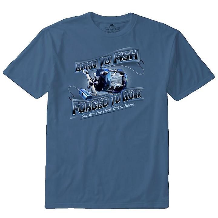 Men's Newport Blue Fishing Tee, Size: Medium, Med Blue