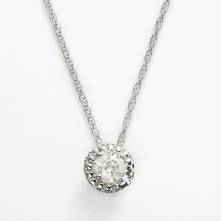 The Halo Collection 10k White Gold 1/4-ct. T.w. Diamond Frame Pendant, Women's
