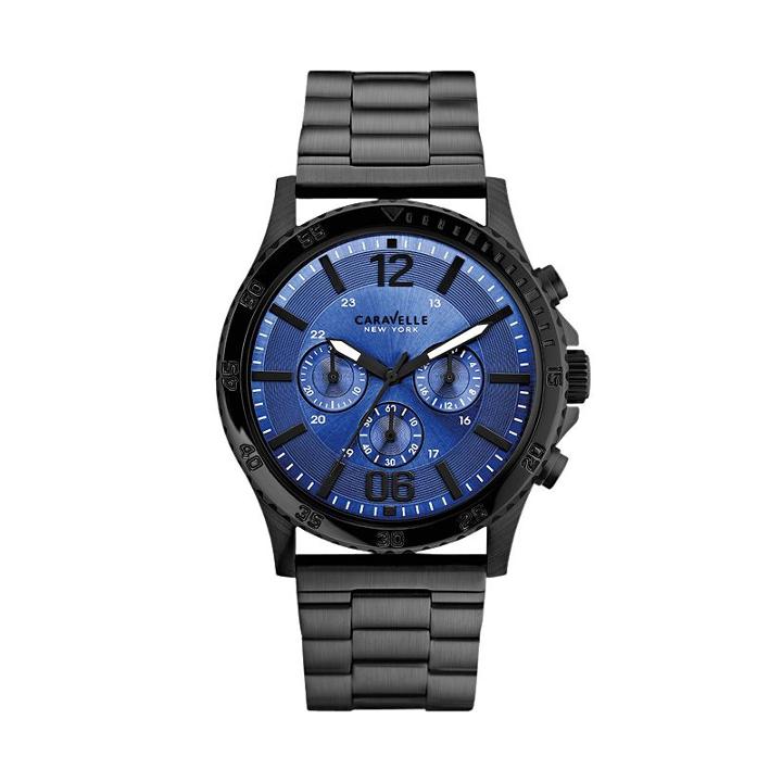 Caravelle New York By Bulova Men's Stainless Steel Chronograph Watch, Black