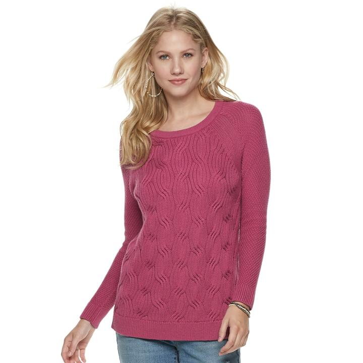 Women's Sonoma Goods For Life&trade; Twist Cable-knit Sweater, Size: Small, Pink