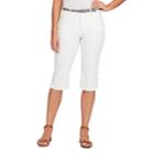 Women's Gloria Vanderbilt Sasha Belted Denim Skimmer Capris, Size: 16, White