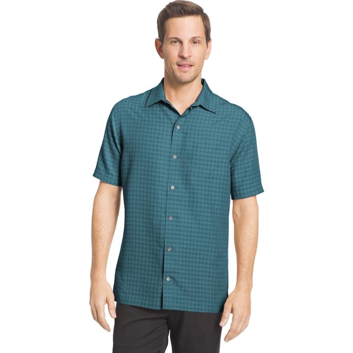 Men's Van Heusen Air Slim-fit Dobby Casual Button-down Shirt, Size: Large, Turquoise/blue (turq/aqua)