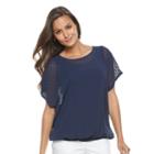 Women's Dana Buchman Embroidered Bubble-hem Top, Size: Xs, Blue