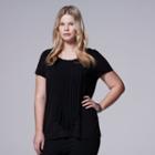 Plus Size Simply Vera Vera Wang Chiffon Ruffle Tee, Women's, Size: 2xl, Black