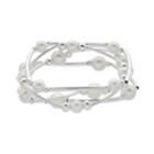 Simulated Pearl Tube Stretch Bracelet Set, Women's, Silver