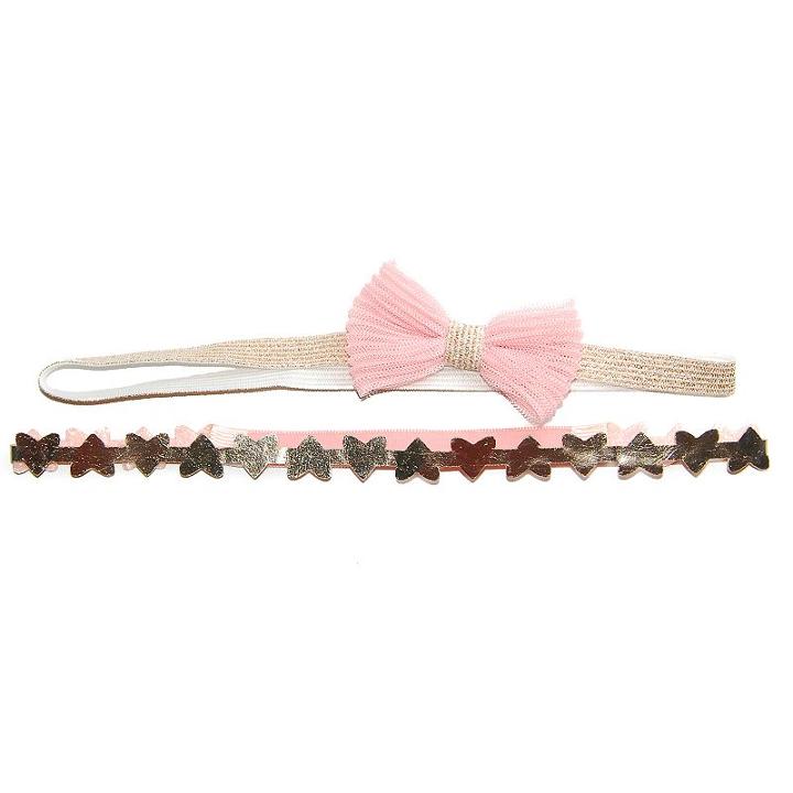 Toddler Girl Oshkosh B'gosh&reg; 2-pk. Metallic Bow & Heart Head Wraps, Size: 2-4, Pink