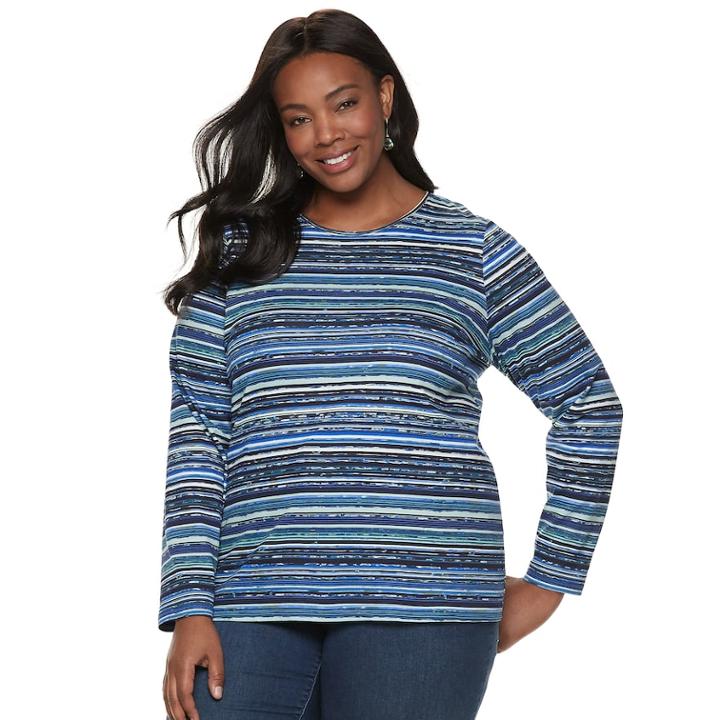 Plus Size Croft & Barrow&reg; Classic Crewneck Tee, Women's, Size: 3xl, Dark Blue