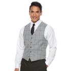 Men's Van Heusen Flex Slim-fit Plaid Stretch Suit Vest, Size: Large, Light Grey