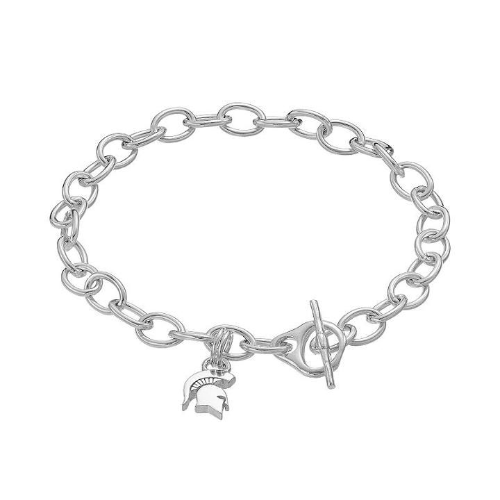 Dayna U Sterling Silver Michigan State Spartans Charm Toggle Bracelet, Women's, Size: 8, Grey
