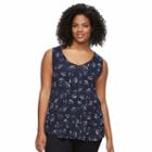 Plus Size Apt. 9&reg; Ruffle V-neck Top, Women's, Size: 1xl, Blue (navy)