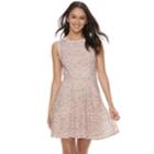 Juniors' Lily Rose Floral Lace Skater Dress, Teens, Size: Xl, Grey (charcoal)