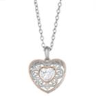 Two Tone Cubic Zirconia Heart Pendant Necklace, Women's, Size: 18, White