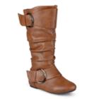 Journee Girls' Buckle Boots, Size: 2, Brown