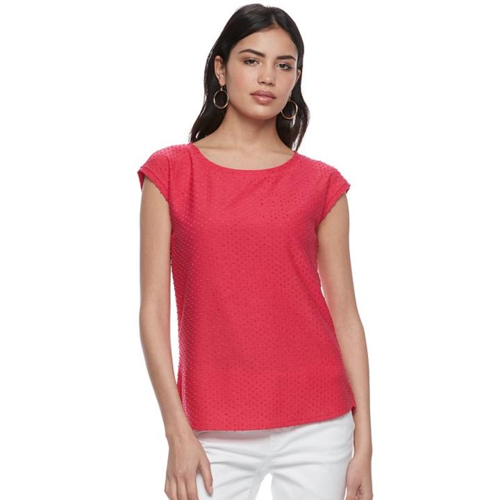 Women's Elle&trade; Swiss Dot Tee, Size: Large, Med Red
