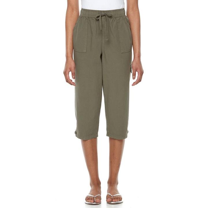 Petite Gloria Vanderbilt Tatiana Cargo Capris, Women's, Size: M Petite, Dark Green