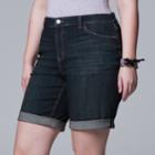 Plus Size Simply Vera Vera Wang Roll Cuff Bermuda Denim Shorts, Women's, Size: 22 W, Dark Blue