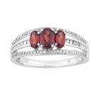 10k White Gold Garnet & 1/4 Carat T.w. Diamond 3-stone Ring, Women's, Size: 8, Red