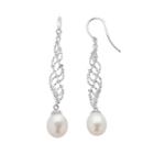 Sterling Silver Freshwater Cultured Pearl Swirl Linear Drop Earrings, Women's, White