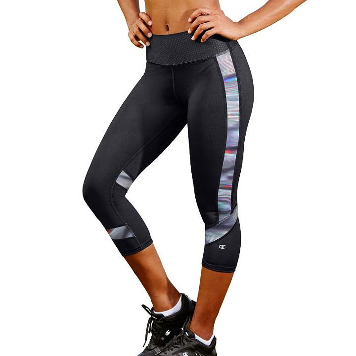 Women's Champion Absolute Colorblock Yoga Capris, Size: Small, Black