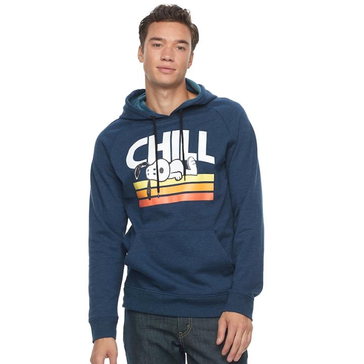 Men's Peanuts Snoopy Pullover Hoodie, Size: Small, Med Blue