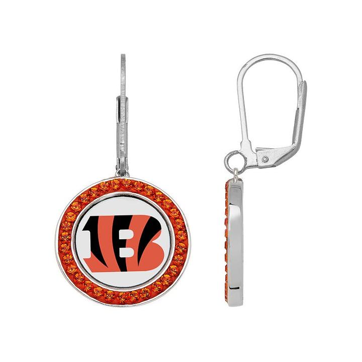 Cincinnati Bengals Crystal Team Logo Drop Earrings, Women's, Orange