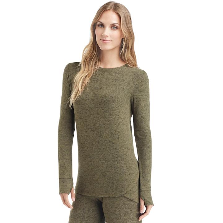 Women's Cuddl Duds Soft Knit Long Sleeve Top, Size: Xl, Dark Green