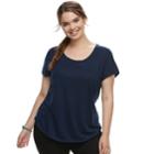 Juniors' Plus Size Mudd&reg; Roadtrip Scoopneck Tee, Teens, Size: 2xl, Blue (navy)