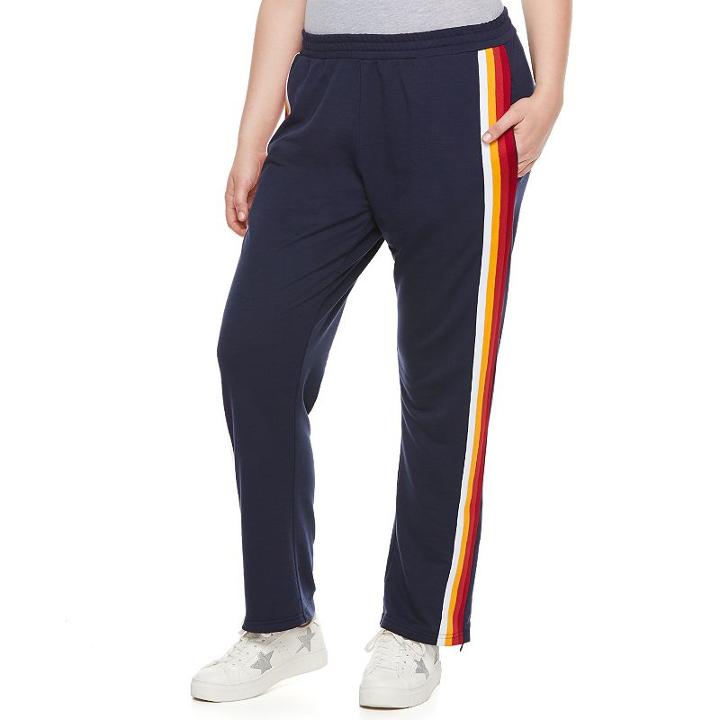 Madden Nyc Juniors' Plus Size Striped Track Pants, Girl's, Size: 2xl, Blue (navy)