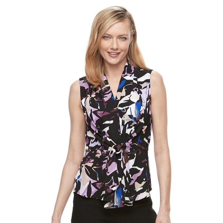 Women's Dana Buchman Tie-front Crepe Top, Size: Medium, Lt Purple