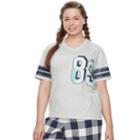 Juniors' Plus Size So&reg; Pajamas: Naptime Squad Football Graphic Tee, Teens, Size: 3xl, Med Grey