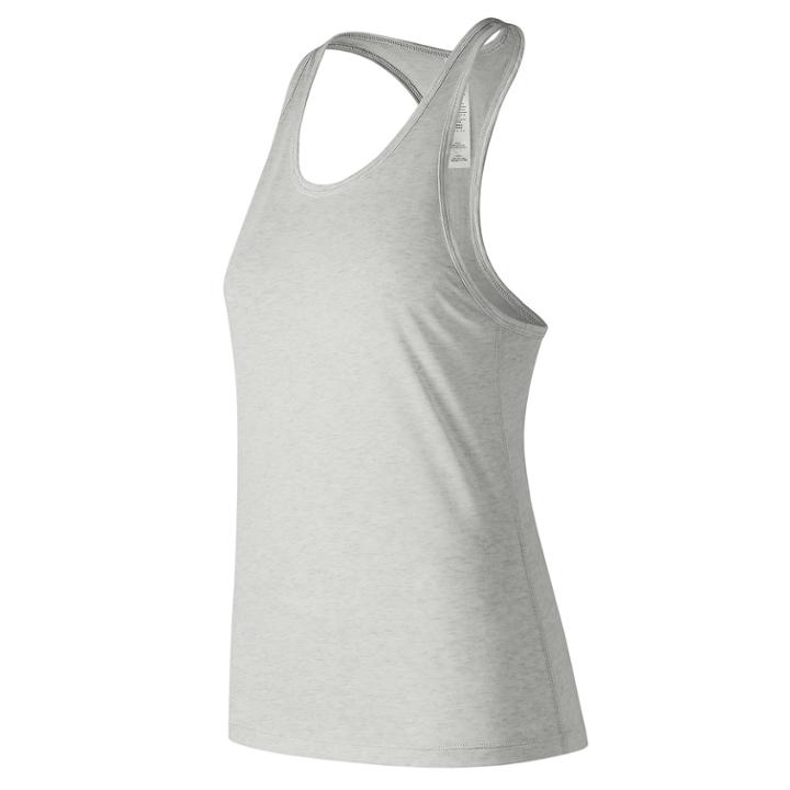 Women's New Balance Heather Tech Racerback Tank, Size: Large, White