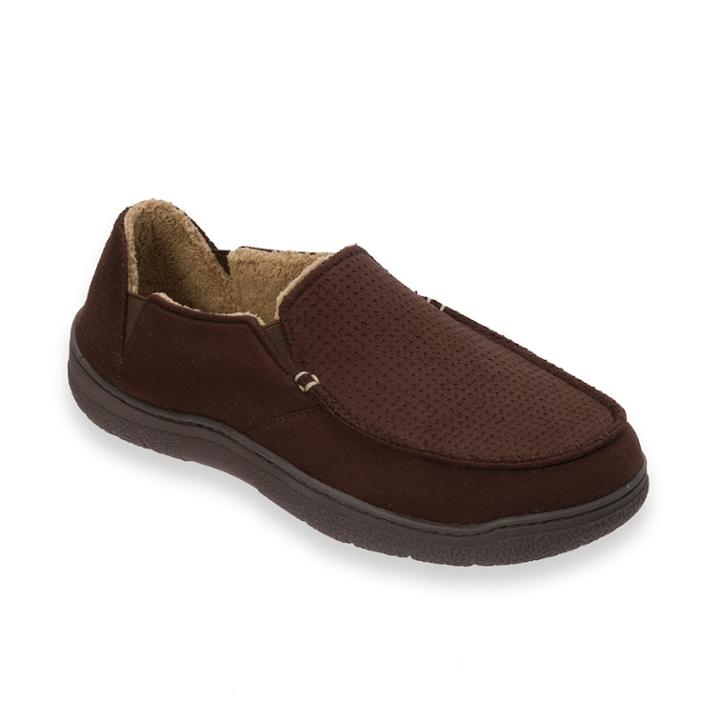 Men's Dearfoams Perforated Microfiber Wide-width Closed Back Slippers, Size: Xl, Lt Brown