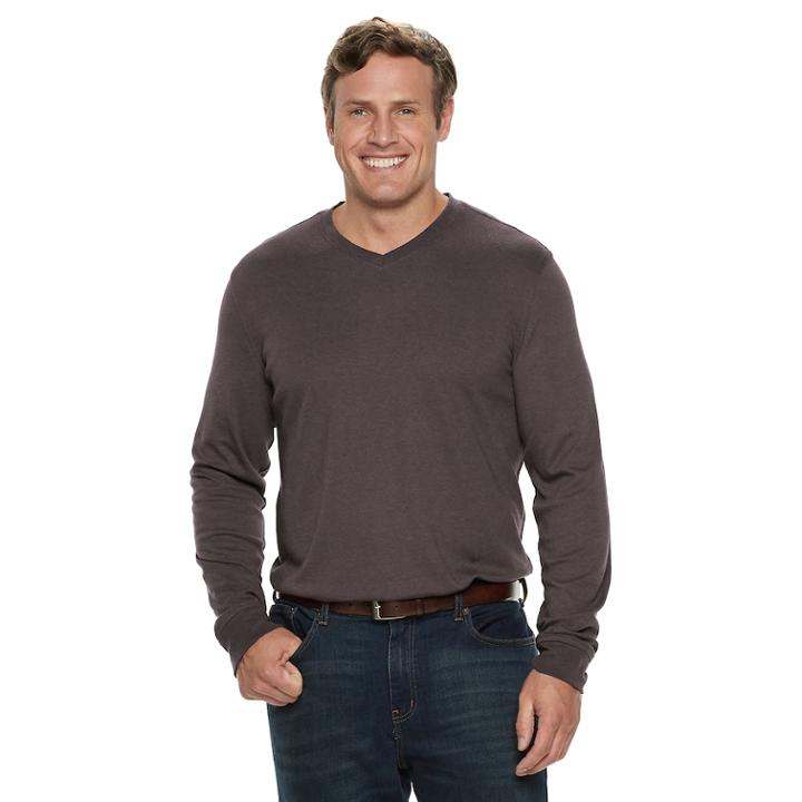 Big & Tall Croft & Barrow&reg; Classic-fit Easy-care V-neck Tee, Men's, Size: 4xl Tall, Lt Beige