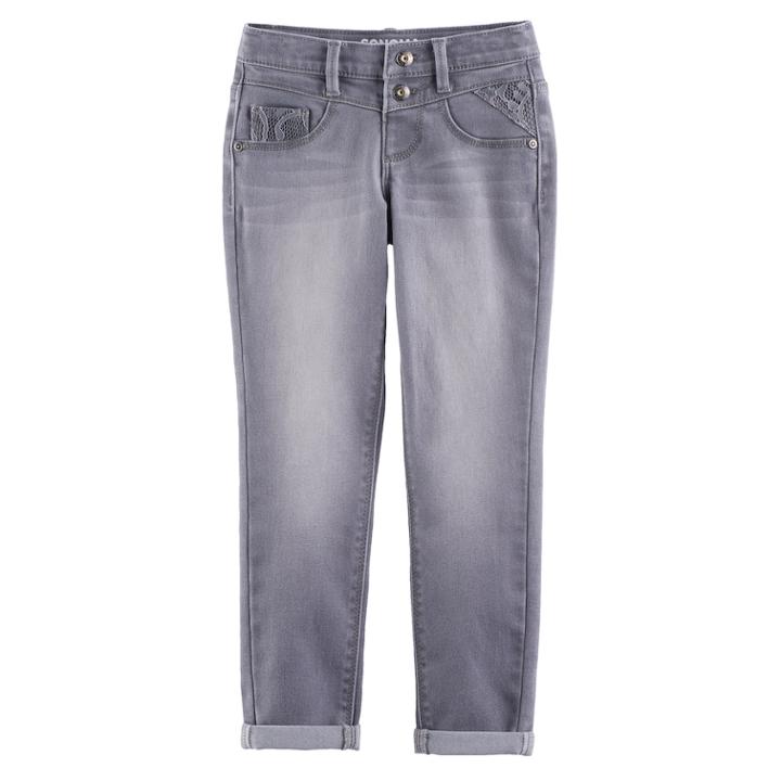 Girls 4-12 Sonoma Goods For Life&trade; Lace Detail Jeggings, Size: 4, Med Grey