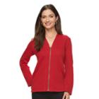 Petite Croft & Barrow&reg; Jacquard Quilted Jacket, Women's, Size: Xs Petite, Med Red