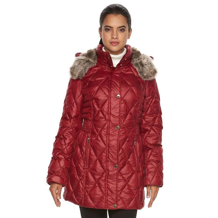 Women's Apt. 9&reg; Hooded Quilted Puffer Jacket, Size: Xl, Dark Pink