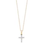 Two Tone 10k Gold Diamond Accent Cross Pendant Necklace, Women's, Size: 18, White