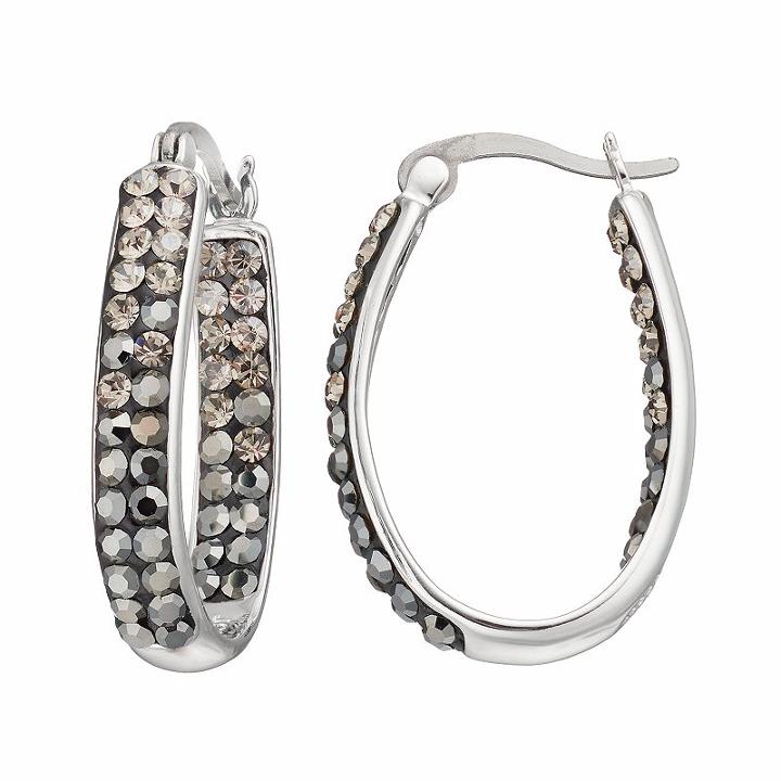 Confetti Black Crystal Inside Out U-hoop Earrings, Women's
