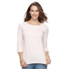 Women's Croft & Barrow&reg; Lace Yoke Popover Top, Size: Small, Brt Pink