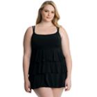Plus Size Great Lengths Tummy Slimmer Tiered Swimdress, Women's, Size: 18, Black