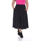 Plus Size White Mark Pleated Midi Skirt, Women's, Size: 1xl, Black