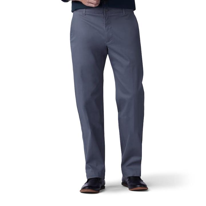 Men's Lee Performance Series Extreme Comfort Khaki Straight-fit Flat-front Pants, Size: 32x32, Med Grey