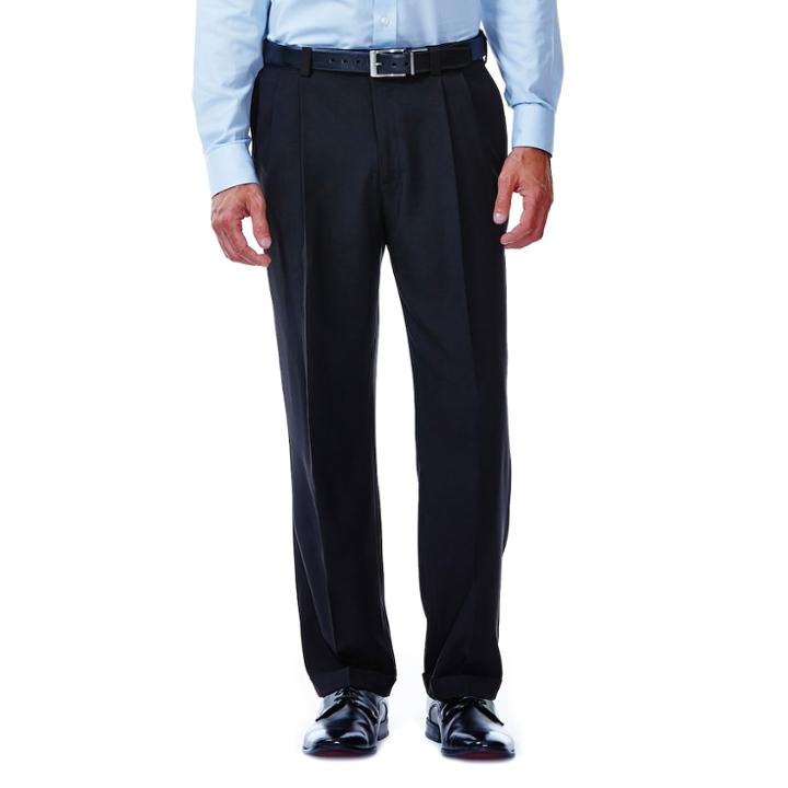 Men's Haggar Eclo Stria Classic-fit Pleated Dress Pants, Size: 40x29, Black