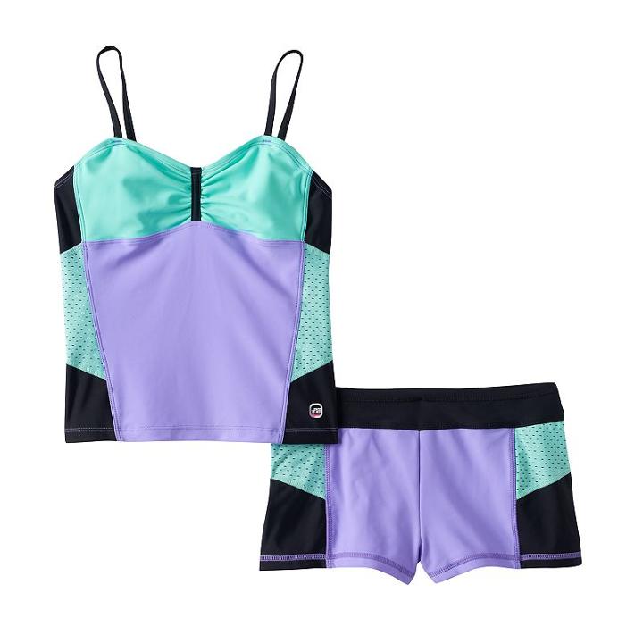 Girls 7-16 Free Country Colorblock Tankini Swimsuit Set, Girl's, Size: 14, Purple Oth