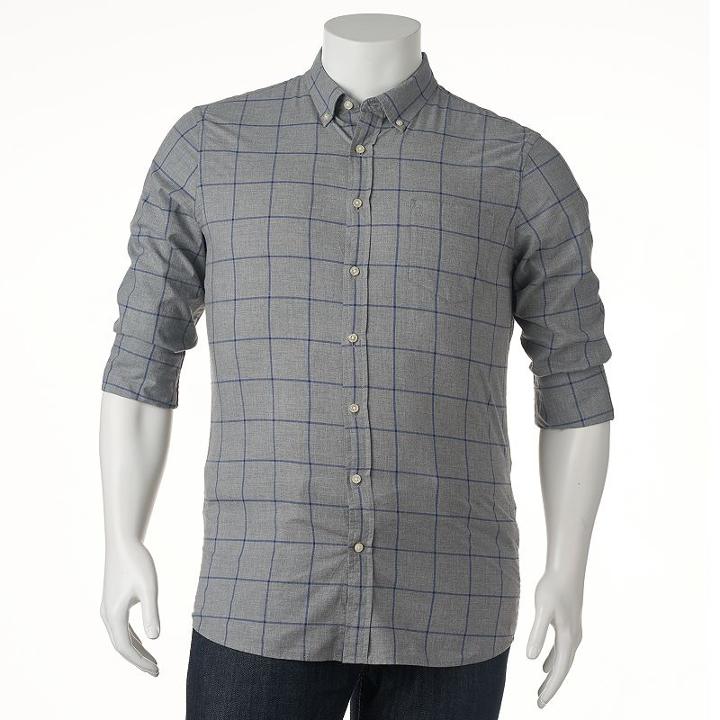 Big & Tall Sonoma Goods For Life&reg; Classic-fit Plaid Poplin Button-down Shirt, Men's, Size: 3xb, Blue