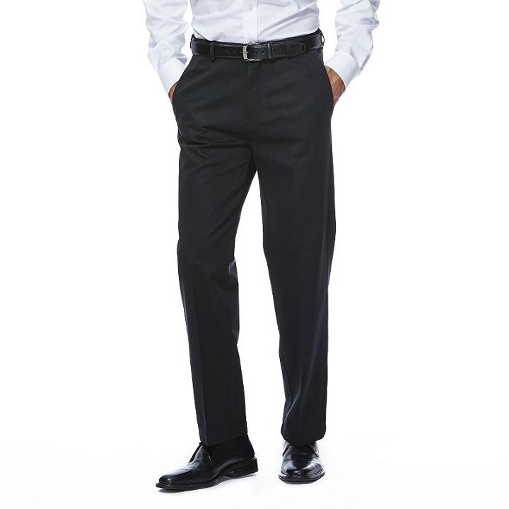 Men's Haggar&reg; Work To Weekend&reg; Straight-fit Flat-front Pants, Size: 42x30, Black