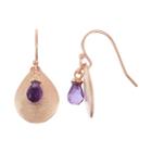 18k Rose Gold Over Silver Amethyst Briolette Teardrop Earrings, Women's, Purple
