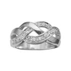 Primrose Cubic Zirconia Sterling Silver Braided Ring, Women's, Size: 7, Grey
