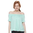 Juniors' So&reg; Smocked Off The Shoulder Top, Girl's, Size: Xs, Turquoise/blue (turq/aqua)